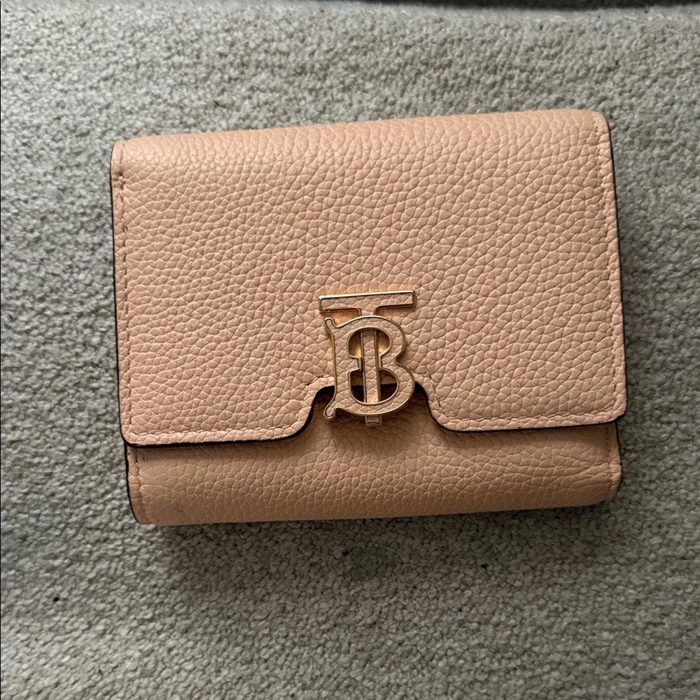 Burberry Beige Leather Wallet with Gold Logo